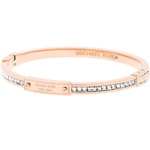Michael Kors Rose Tone Bangle Bracelet with Crystal Accents